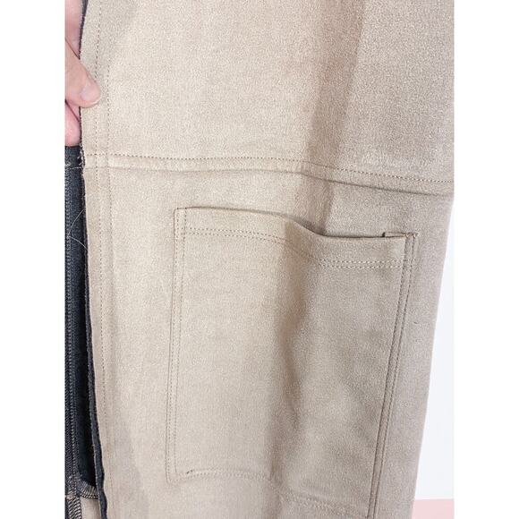 Valette Tan Faux Suede Long Duster Vest - Picture 2 of 6
